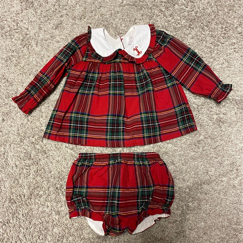 Cecil and Lou Red Plaid Diaper Set